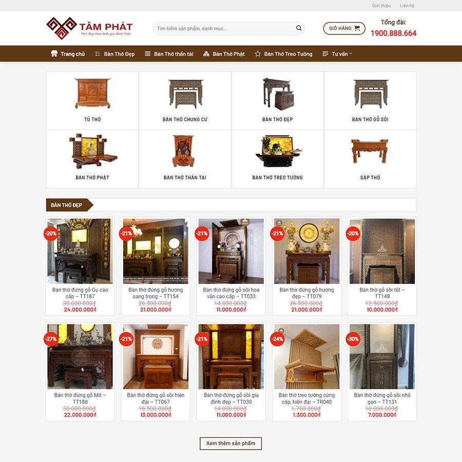 Theme wordpress bán bàn thờ, nội thất